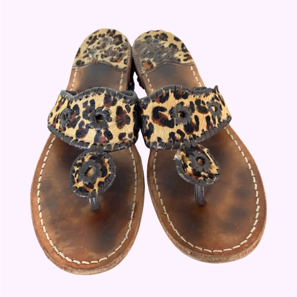 Jack Rogers furry leopard print sandal size 10M.